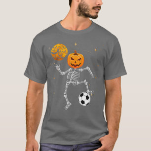 Skeleton Pumpkin Soccer Halloween Boys Girls Kinde T-Shirt