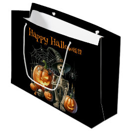 Skeleton Pumpkins Halloween-Geschenktasche Große Geschenktüte