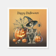 Skeleton Pumpkins Halloween Napkins
