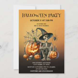 Skeleton Pumpkins Halloween-Party Einladung