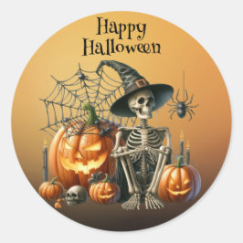 Skeleton Pumpkins Halloween Sticker