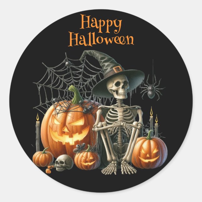 Skeleton Pumpkins Halloween Sticker (Vorderseite)