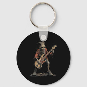 Skeleton-Punk-Rocker-Halloween-Bass-Gitarre-Rock Schlüsselanhänger