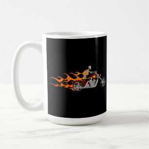 Skeleton Radfahrer u. Flammen: Kaffee-Tasse Tasse