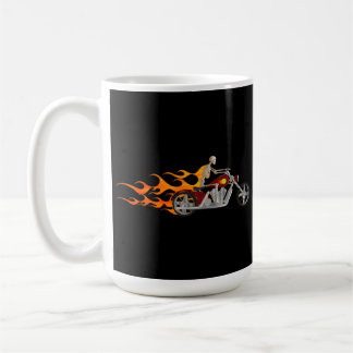 Skeleton Radfahrer u. Flammen: Kaffee-Tasse Tasse
