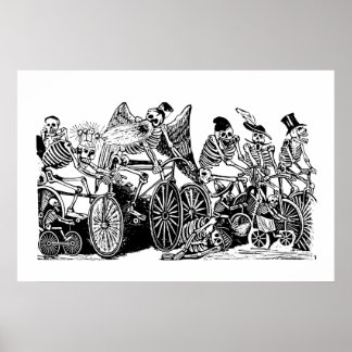 Skeleton-Radfahrer von José Guadalupe Posada Poster