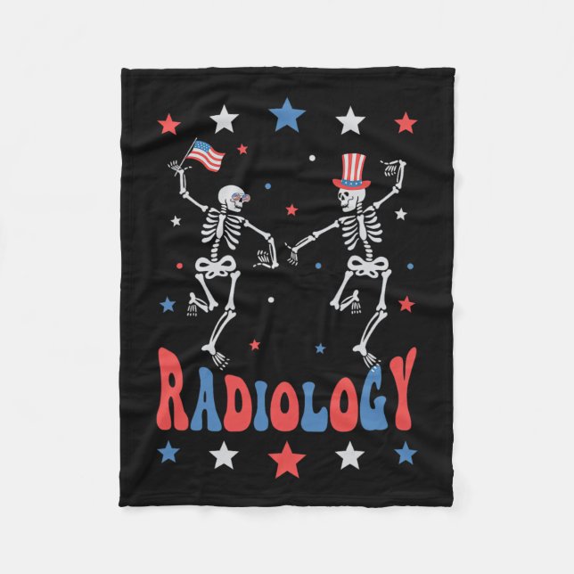Skeleton Radiology Röntgen Tech Patriotic 4th of J Fleecedecke (Vorderseite)