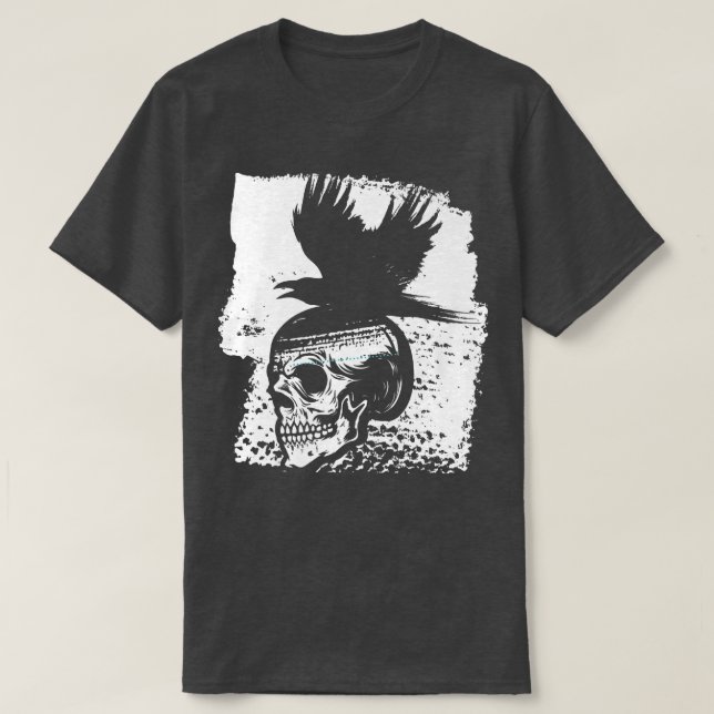 Skeleton Raven Gothic Satanism Occult Horror Devil T-Shirt (Design vorne)