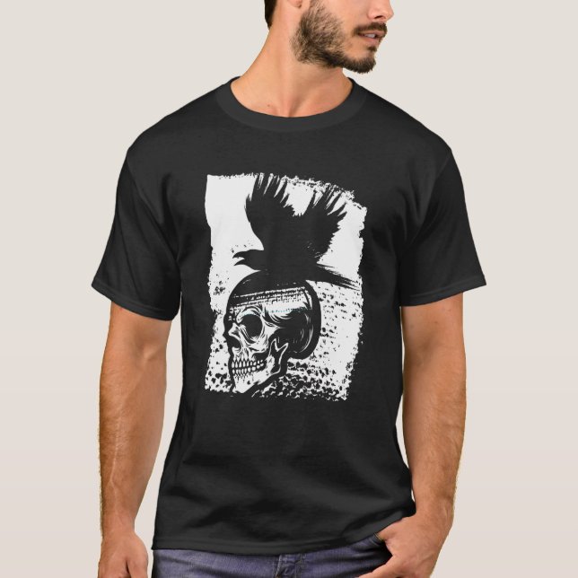 Skeleton Raven Gothic Satanism Occult Horror Devil T-Shirt (Vorderseite)