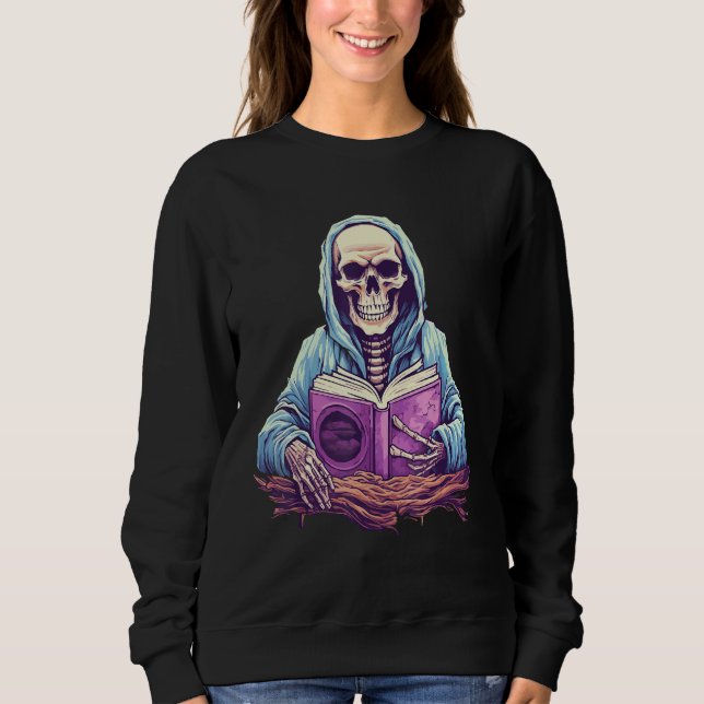 Skeleton Reading Book  Pastel Goth Bookish Librari Sweatshirt (Vorderseite)