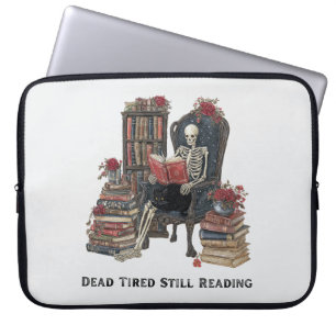 Skeleton Reading Laptop Bag - Gotisches Buch Lover Laptopschutzhülle