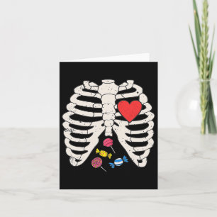 Skeleton Rib Cage Candy Heart Funny Xray Halloween Karte