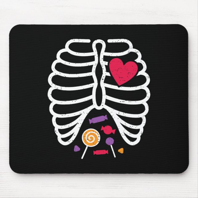 Skeleton Rib Cage Funny Halloween Boys Girls Mousepad (Vorne)