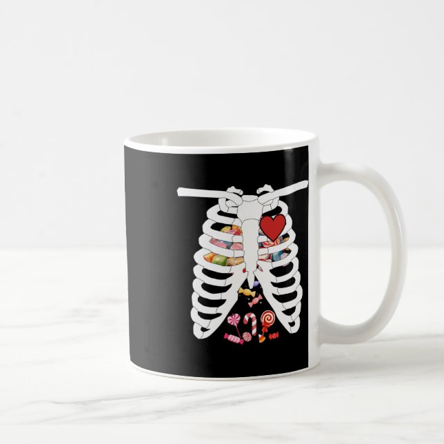 Skeleton Rib Cage Röntgen Candy Funny Halloween Ko Kaffeetasse (Rechts)