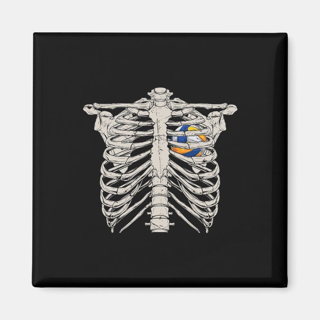 Skeleton Rib Cage Volleyll Ll Heart Happy Hallowee Magnet (Vorne)