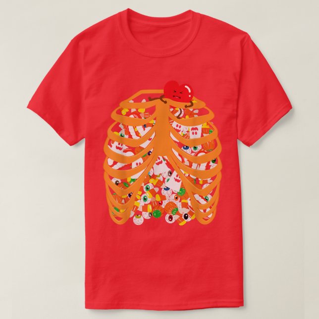 Skeleton Rib Cage Xray Candy Halloween Trick oder  T-Shirt (Design vorne)