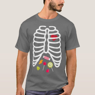 Skeleton Rib Käfig Herz Bonbon Niedliche Erwachsen T-Shirt