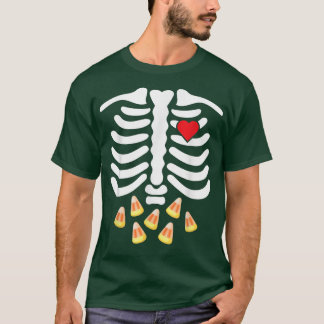 Skeleton Ribs Junk Food Belly Candy Corn Funny Ha T-Shirt