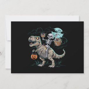 Skeleton Riding Dinosaur T rex Halloween Pumpkin Einladung