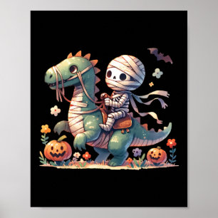 Skeleton Riding Dragon Halloween Pumpkin Thema Kin Poster