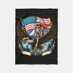 Skeleton Riding Eagle USA Amerikaner 4. Juli Pat Fleecedecke