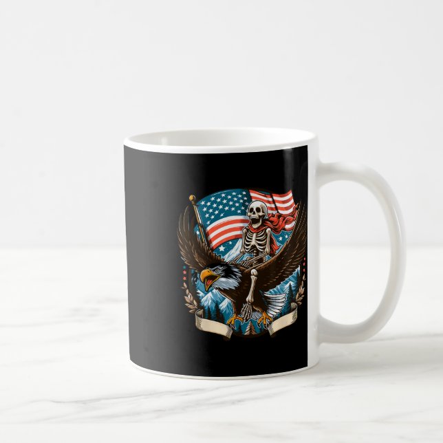 Skeleton Riding Eagle USA Amerikaner 4. Juli Pat Kaffeetasse (Rechts)