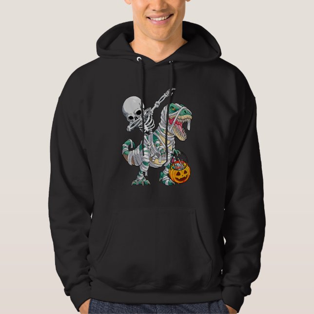 Skeleton Riding Mummy Dinosaur Rex Halloween  Pump Hoodie (Vorderseite)