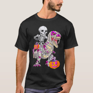 Skeleton Riding Mummy Dinosaur T Rex Halloween But T-Shirt