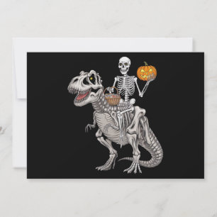 Skeleton Riding Mummy Dinosaur T rex Halloween Einladung