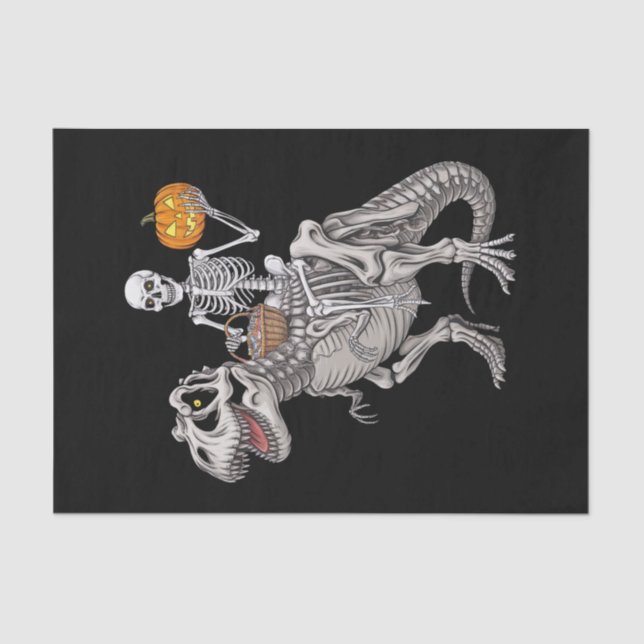 Skeleton Riding Mummy Dinosaur T rex Halloween Seidenpapier (Vorderseite)