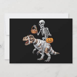 Skeleton Riding Mummy Dinosaur T rex Halloween Spa Einladung