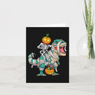 Skeleton Riding Mummy Dinosaur T rex Halloween Spa Karte