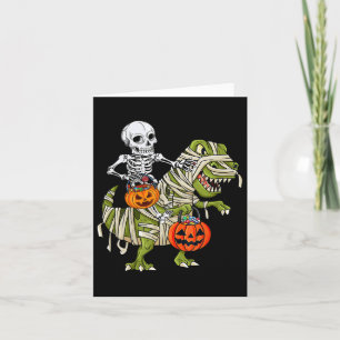 Skeleton Riding Mummy Dinosaur T Rex Halloween Spa Karte