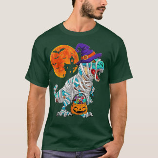 Skeleton Riding Mummy Dinosaur T Rex Pumpkin Funny T-Shirt
