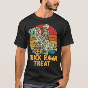 Skeleton Riding Mummy Dinosaur T Rex T-Shirt