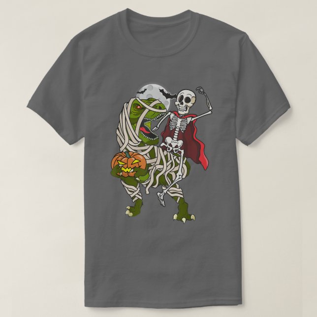 Skeleton Riding Mummy Dinosaurier Halloween T Re P T-Shirt (Design vorne)