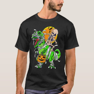 Skeleton Riding Mummy Dinosaurier rex Halloween Pu T-Shirt