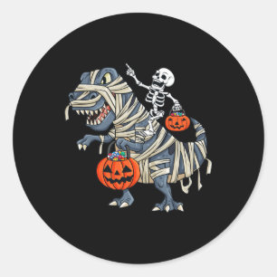 Skeleton Riding Mummy T Rex Halloween Boys Girls K Runder Aufkleber