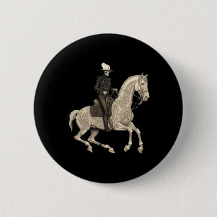 Skeleton Riding Pferd Cowboy Horse Lover Halloween Button