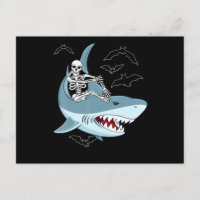 Skeleton Riding Shark Funny Halloween Geschenke