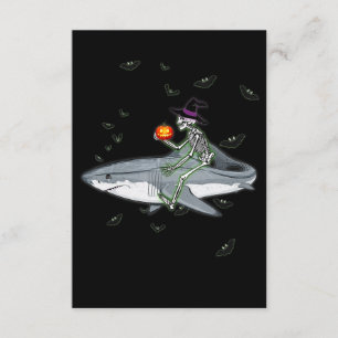Skeleton Riding Shark - Funny Halloween Shark Gesc Begleitkarte