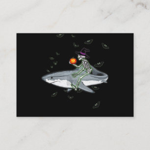 Skeleton Riding Shark - Funny Halloween Shark Gesc Visitenkarte