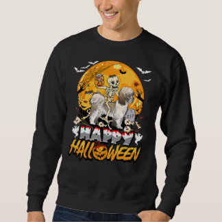 Skeleton Riding Shih Tzu Halloween Pumpkin Sweatshirt