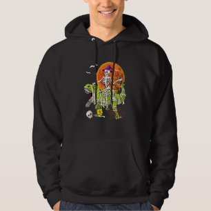 Skeleton Riding T Rex Halloween Boys Dinosaurier K Hoodie
