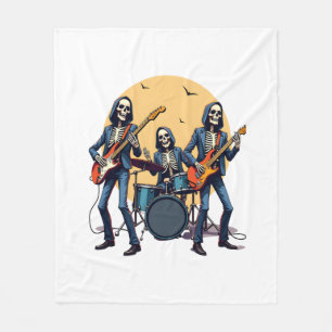 Skeleton Rock Band - Funny Halloween Shirt Fleecedecke