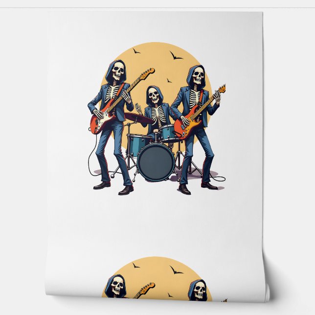 Skeleton Rock Band � Funny Halloween Shirt Tapete (Abrollen)