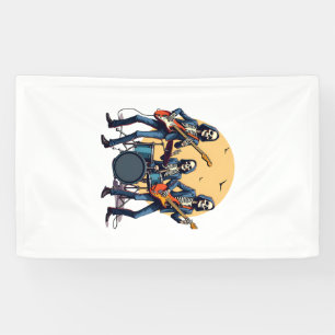 Skeleton Rock Band � Lustiges Halloween-Shirt Banner