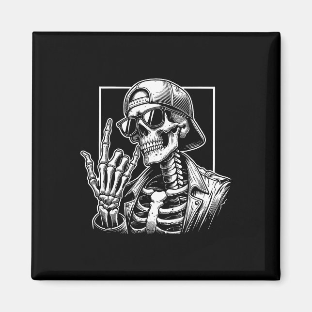 Skeleton Rock Hand Halloween Kostümrocker Cool R Magnet (Vorne)