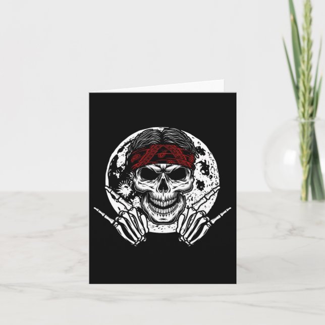 Skeleton Rock Hand Halloween Rock und Roll Midnigh Karte (Vorderseite)