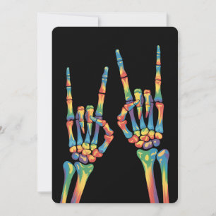 Skeleton Rock Hand Rainbow LGBTQ Gay Lesbian Prix Einladung